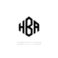 création de logo de lettre hba avec forme de polygone. création de logo en forme de polygone et de cube hba. modèle de logo vectoriel hba hexagone couleurs blanches et noires. monogramme hba, logo commercial et immobilier.