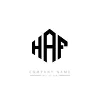 création de logo de lettre haf avec forme de polygone. création de logo en forme de polygone et de cube haf. modèle de logo vectoriel haf hexagone couleurs blanches et noires. monogramme haf, logo d'entreprise et immobilier.