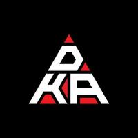 création de logo de lettre triangle dka avec forme de triangle. monogramme de conception de logo triangle dka. modèle de logo vectoriel triangle dka avec couleur rouge. logo triangulaire dka logo simple, élégant et luxueux.