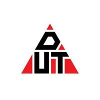 création de logo de lettre de triangle dut avec forme de triangle. monogramme de conception de logo triangle dut. modèle de logo vectoriel triangle dut avec couleur rouge. dut logo triangulaire logo simple, élégant et luxueux.