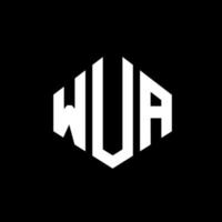 création de logo de lettre wua avec forme de polygone. création de logo en forme de polygone et de cube wua. modèle de logo vectoriel wua hexagone couleurs blanches et noires. monogramme wua, logo d'entreprise et immobilier.