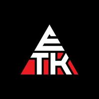 création de logo de lettre triangle etk avec forme de triangle. monogramme de conception de logo triangle etk. modèle de logo vectoriel triangle etk avec couleur rouge. logo triangulaire etk logo simple, élégant et luxueux.