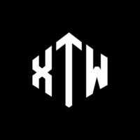 création de logo de lettre xtw avec forme de polygone. création de logo en forme de polygone et de cube xtw. modèle de logo vectoriel xtw hexagone couleurs blanches et noires. monogramme xtw, logo d'entreprise et immobilier.