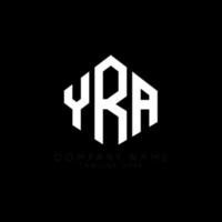 création de logo de lettre yra avec forme de polygone. création de logo en forme de polygone et de cube yra. modèle de logo vectoriel yra hexagone couleurs blanches et noires. monogramme yra, logo d'entreprise et immobilier.