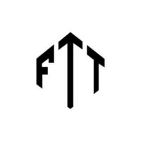 création de logo de lettre ftt avec forme de polygone. création de logo en forme de polygone et de cube ftt. modèle de logo vectoriel ftt hexagone couleurs blanches et noires. monogramme ftt, logo d'entreprise et immobilier.