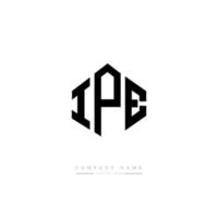 création de logo de lettre ipé avec forme de polygone. création de logo en forme de polygone et de cube en ipé. modèle de logo vectoriel ipe hexagone couleurs blanches et noires. monogramme ipé, logo d'entreprise et immobilier.