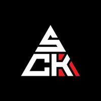 création de logo de lettre triangle sck avec forme de triangle. monogramme de conception de logo triangle sck. modèle de logo vectoriel triangle sck avec couleur rouge. logo triangulaire sck logo simple, élégant et luxueux.