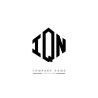 création de logo de lettre iqn avec forme de polygone. création de logo en forme de polygone et de cube iqn. modèle de logo vectoriel iqn hexagone couleurs blanches et noires. monogramme iqn, logo d'entreprise et immobilier.