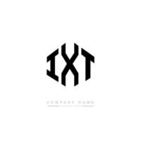 création de logo de lettre ixt avec forme de polygone. création de logo en forme de polygone et de cube ixt. modèle de logo vectoriel ixt hexagone couleurs blanches et noires. monogramme ixt, logo d'entreprise et immobilier.