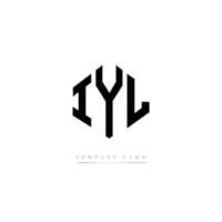 création de logo de lettre iyl avec forme de polygone. création de logo en forme de polygone et de cube iyl. modèle de logo vectoriel iyl hexagone couleurs blanches et noires. monogramme iyl, logo d'entreprise et immobilier.