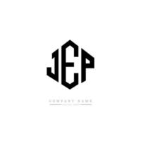 création de logo de lettre jep avec forme de polygone. création de logo en forme de polygone et de cube jep. modèle de logo vectoriel jep hexagone couleurs blanches et noires. monogramme jep, logo d'entreprise et immobilier.