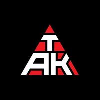 conception de logo de lettre de triangle de tak avec la forme de triangle. monogramme de conception de logo triangle tak. modèle de logo vectoriel triangle tak avec couleur rouge. logo triangulaire tak logo simple, élégant et luxueux.