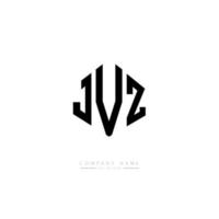 création de logo de lettre jvz avec forme de polygone. création de logo en forme de polygone et de cube jvz. modèle de logo vectoriel jvz hexagone couleurs blanches et noires. monogramme jvz, logo d'entreprise et immobilier.