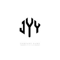 création de logo de lettre jyy avec forme de polygone. création de logo en forme de polygone et de cube jyy. modèle de logo vectoriel jyy hexagone couleurs blanches et noires. monogramme jyy, logo d'entreprise et immobilier.