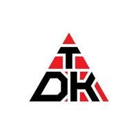 création de logo de lettre triangle tdk avec forme de triangle. monogramme de conception de logo triangle tdk. modèle de logo vectoriel triangle tdk avec couleur rouge. logo triangulaire tdk logo simple, élégant et luxueux.