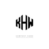 création de logo de lettre khw avec forme de polygone. création de logo en forme de polygone et de cube khw. modèle de logo vectoriel khw hexagone couleurs blanches et noires. monogramme khw, logo d'entreprise et immobilier.