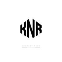 création de logo de lettre knr avec forme de polygone. création de logo en forme de polygone et de cube knr. modèle de logo vectoriel hexagone knr couleurs blanches et noires. monogramme knr, logo d'entreprise et immobilier.