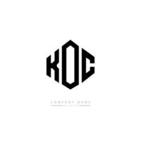 création de logo de lettre koc avec forme de polygone. création de logo en forme de polygone et de cube koc. modèle de logo vectoriel koc hexagone couleurs blanches et noires. monogramme koc, logo d'entreprise et immobilier.