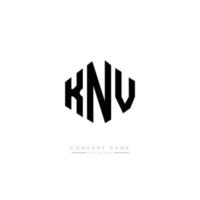création de logo de lettre knv avec forme de polygone. création de logo en forme de polygone et de cube knv. modèle de logo vectoriel hexagone knv couleurs blanches et noires. monogramme knv, logo d'entreprise et immobilier.