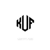 création de logo de lettre kuf avec forme de polygone. création de logo en forme de polygone et de cube kuf. modèle de logo vectoriel kuf hexagone couleurs blanches et noires. monogramme kuf, logo d'entreprise et immobilier.