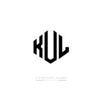 création de logo de lettre kul avec forme de polygone. création de logo en forme de polygone et de cube kul. modèle de logo vectoriel kul hexagone couleurs blanches et noires. monogramme kul, logo d'entreprise et immobilier.