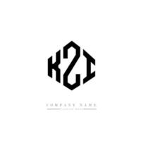 création de logo de lettre kzi avec forme de polygone. création de logo en forme de polygone et de cube kzi. modèle de logo vectoriel kzi hexagone couleurs blanches et noires. monogramme kzi, logo d'entreprise et immobilier.