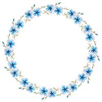 couronne d'aquarelle avec des fleurs bleues sur fond blanc. vecteur