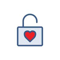 icône de cadenas ouvert avec coeur. icône liée au mariage. style d'icône de couleur linéaire. conception simple modifiable vecteur