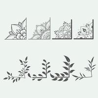 formes de coin floral, illustration de cadre de bordure de feuilles vecteur