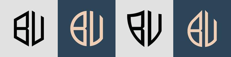 ensemble de conceptions de logo bv de lettres initiales simples créatives. vecteur