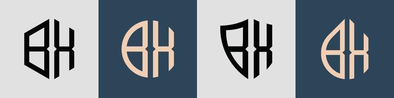 ensemble de conceptions de logo bx de lettres initiales simples créatives. vecteur