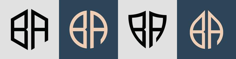 ensemble de conceptions de logo ba de lettres initiales simples créatives. vecteur