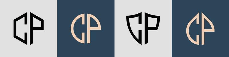 ensemble de conceptions de logo cp de lettres initiales simples créatives. vecteur