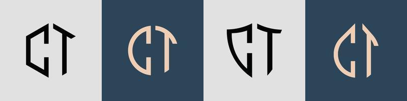 ensemble de conceptions de logo ct de lettres initiales simples créatives. vecteur