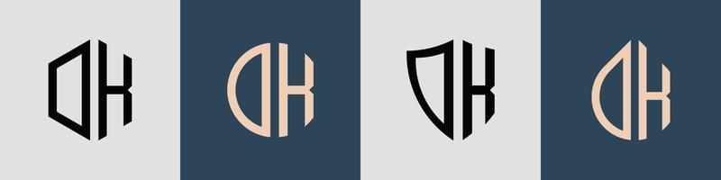 ensemble de conceptions de logo dk de lettres initiales simples créatives. vecteur