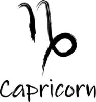 Capricorne. signes du zodiaque peints avec un pinceau noir. vecteur