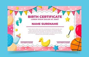 modèle de certificat de jour de naissance vecteur