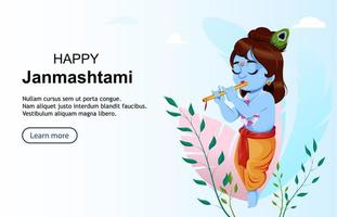 joyeux krishna janmashtami. seigneur krishna vecteur