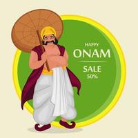 le roi mahabali. joyeux festival onam au kerala vecteur