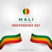 joyeux jour de l'indépendance du mali 22 septembre illustration de conception vectorielle de célébration. modèle d'affiche, de bannière, de publicité, de carte de voeux ou d'élément de conception d'impression vecteur