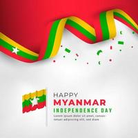 joyeux jour de l'indépendance du myanmar 4 janvier illustration de conception vectorielle de célébration. modèle d'affiche, de bannière, de publicité, de carte de voeux ou d'élément de conception d'impression