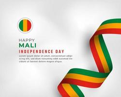 joyeux jour de l'indépendance du mali 22 septembre illustration de conception vectorielle de célébration. modèle d'affiche, de bannière, de publicité, de carte de voeux ou d'élément de conception d'impression vecteur