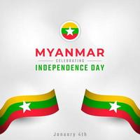 joyeux jour de l'indépendance du myanmar 4 janvier illustration de conception vectorielle de célébration. modèle d'affiche, de bannière, de publicité, de carte de voeux ou d'élément de conception d'impression