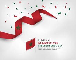 joyeux jour de l'indépendance du maroc 18 novembre illustration de conception vectorielle de célébration. modèle d'affiche, de bannière, de publicité, de carte de voeux ou d'élément de conception d'impression vecteur