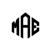 création de logo de lettre mae avec forme de polygone. création de logo en forme de polygone et de cube mae. modèle de logo vectoriel mae hexagone couleurs blanches et noires. monogramme mae, logo d'entreprise et immobilier.