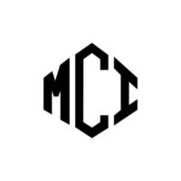 création de logo de lettre mci avec forme de polygone. création de logo en forme de polygone et de cube mci. modèle de logo vectoriel mci hexagone couleurs blanches et noires. monogramme mci, logo commercial et immobilier.