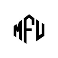 création de logo de lettre mfu avec forme de polygone. création de logo en forme de polygone et de cube mfu. modèle de logo vectoriel hexagonal mfu couleurs blanches et noires. monogramme mfu, logo commercial et immobilier.