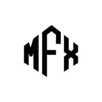 création de logo de lettre mfx avec forme de polygone. création de logo en forme de polygone et de cube mfx. modèle de logo vectoriel hexagonal mfx couleurs blanches et noires. monogramme mfx, logo d'entreprise et immobilier.