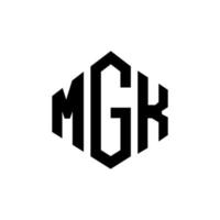 création de logo de lettre mgk avec forme de polygone. création de logo en forme de polygone et de cube mgk. modèle de logo vectoriel hexagone mgk couleurs blanches et noires. monogramme mgk, logo d'entreprise et immobilier.