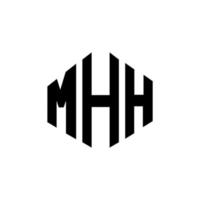 création de logo de lettre mhh avec forme de polygone. création de logo en forme de polygone et de cube mhh. modèle de logo vectoriel hexagone mhh couleurs blanches et noires. monogramme mhh, logo d'entreprise et immobilier.